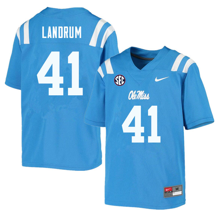 Men #41 Solomon Landrum Ole Miss Rebels College Football Jerseys Sale-Powder Blue
